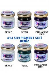 POWER TIME EPOXY 6lı Opak & Transparan Sıvı Pigment Boya Seti / Epoksi Için Deniz Seti / 6 Adet Epoksi Boyası - 1