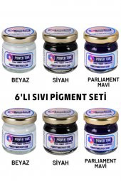POWER TIME EPOXY 6lı Opak & Transparan Sıvı Pigment Boya Seti / Epoksi Için/ 2 Adet Beyaz/ 2 Adet Siyah/ 2 Adet Mavi - 1