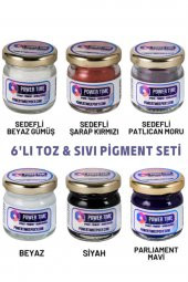 POWER TIME EPOXY 6lı Epoksi Pigment Boya Seti / Epoksi Için/ 3 Adet Toz Sedefli - 3 Adet Sıvı Opak-transparan - 1