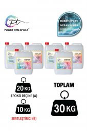POWER TIME EPOXY 30 kg Epoksi Deniz Efekti Şeffaf Epoksi Reçine Ince Döküm - 1