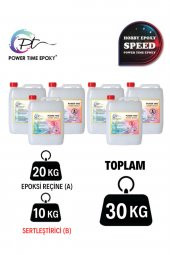 POWER TIME EPOXY 30 Kg Hobi Epoksi Speed/ Hızlı Kuruma/ Ultra Şeffaf ve Parlak Epoksi Reçine Ince Döküm Yoğun Kıvam - 1