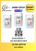 POWER TIME EPOXY 15 kg Hobby Epoxy Smart + 8li Sıvı Epoksi Boya Seti/ Ultra Şeffaf ve Parlak Epoksi Reçine Ince Döküm thumbnail 1