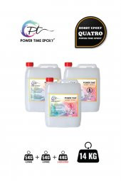 POWER TIME EPOXY 14 Kg Hobby Epoxy Quatro Kalın Döküm Ultra Şeffaf ve Parlak Epoksi Reçine 3-5 Cm Kalınlıkta Tek Seferde Döküm - 1