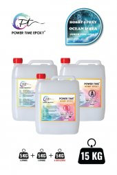 POWER TIME EPOXY 15 Kg Hobi Epoksi Ocean & Sea/ Deniz Efekti Ultra Şeffaf ve Parlak Epoksi Reçine Ince Döküm - 1