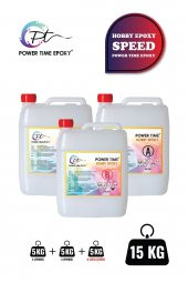 POWER TIME EPOXY 15 Kg Hobi Epoksi Speed/ Hızlı Kuruma/ Ultra Şeffaf ve Parlak Epoksi Reçine Ince Döküm Yoğun Kıvam - 1