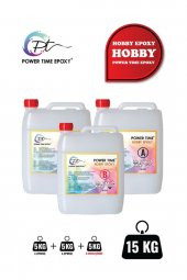 POWER TIME EPOXY 15 Kg Hobby Epoxy/ Ultra Şeffaf ve Parlak Epoksi Reçine Ince Döküm - 1