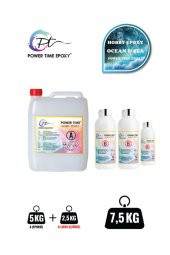 POWER TIME EPOXY 7.5 Kg Hobby Epoxy Ocean & Sea/ Deniz Efekti Ultra Şeffaf ve Parlak Epoksi Reçine Ince Döküm - 1
