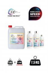 POWER TIME EPOXY 7.5 Kg Hobi Epoksi Speed/ Hızlı Kuruma/ Ultra Şeffaf ve Parlak Epoksi Reçine Ince Döküm Yoğun Kıvam - 1