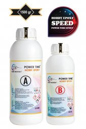 POWER TIME EPOXY 1500 gram Hobi Epoksi Speed/ Hızlı Kuruma/ Ultra Şeffaf ve Parlak Epoksi Reçine Ince Döküm Yoğun Kıvam - 1