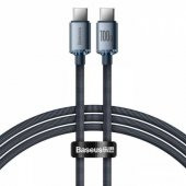 Coofbe BASEUS 1.2mt Led Işıklı Örgülü 100W Type-C to Type-C Hızlı Şarj Kablosu Samsung Huawei Şarj - 1