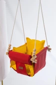 Ahşap Salıncak Bebek ve Çocuk Salıncağı Hamak Beşik Sarı Kırmız Model - 3