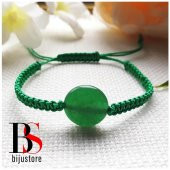 Yeşil Renk Makrome Örme Kadın Yeşim Taşı Bileklik - 3