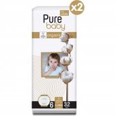 Pure Baby  Organik Pamuklu Cırtlı Bez Tekli Paket 6 Numara Xlarge 64 Adet - 2