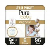 Pure Baby  Organik Pamuklu Cırtlı Bez Tekli Paket 6 Numara Xlarge 96 Adet - 1
