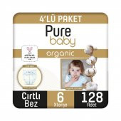 Pure Baby  Organik Pamuklu Cırtlı Bez Tekli Paket 6 Numara Xlarge 128 Adet - 1