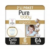 Pure Baby  Organik Pamuklu Cırtlı Bez Tekli Paket 6 Numara Xlarge 128 Adet - 8