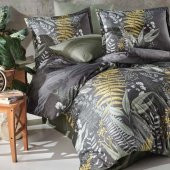 Clasy Pamuk Saten Çift Kişilik Nevresim Takımı Botanica v1 Yeşil thumbnail 3