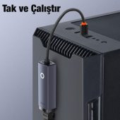Baseus 100Mbps USB to RJ45 Ethernet Adaptörü,Led Işıklı Tak Çalıştır RJ45 LAN Gibabit Ethernet Portu - 4