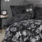 Clasy Pamuk Saten Çift Kişilik Nevresim Takımı Vilya v2 Antrasit - 2