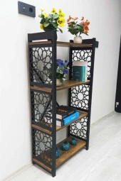 adımshops Desenli Lazer Kesim Metal Raf,kitaplık,çiçeklik,ofis Dolabı,banyo Düzenleyici,mutfak Rafı - 1