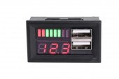 Kırmızı Led Ekran Dijital Voltmetre Usb 5V 2A Çıkışlı DC12V thumbnail 1