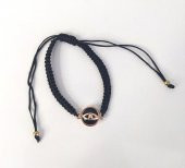 Bileklik Göz Figürlü Siyah Taşlı Rose Gold Makrome Ayarlanabilir İp Bileklik Bijuteri Takı Bilezik thumbnail 3