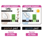 Ladyfit Pamuk Ped Süper Normal 24 Adet + Günlük Ped Süper Normal 40 Adet - 1