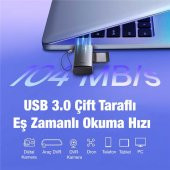 BASEUS USB To SD-Micro SD Hafıza Kart Okuyucu Adaptör, USB 3.0 Led Işıklı Card reader - 4