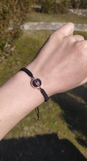 Bileklik Göz Figürlü Siyah Taşlı Makrome Ayarlanabilir İp Bileklik Bijuteri Takı Bilezik - 1