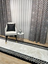 Pilesiz Ekstraforlu Damalı Fon Perde  Siyah 200 x 270 - 3