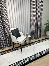 Pilesiz Ekstraforlu Damalı Fon Perde  Siyah 200 x 270 - 4