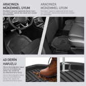 Promats 4d Havuzlu Paspas Siyah 5 Parça Üniversal Tüm Araçlar Için Uyumlu - 5