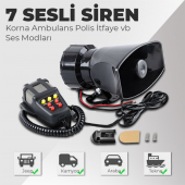 Her Araca Uyumlu Universal 7 Sesli Polis Sireni - 1