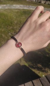 Bileklik Göz Figür Kırmızı Taşlı Makrome Ayarlanabilir İp Bileklik Bijuteri Takı Bilezik - 3