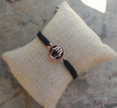 Bileklik El Figür Siyah Taşlı Rose Gold Makrome Ayarlanabilir İp Bileklik Bijuteri Takı Bilezik thumbnail 1