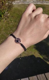 Bileklik El Figür Siyah Taşlı Rose Gold Makrome Ayarlanabilir İp Bileklik Bijuteri Takı Bilezik thumbnail 2