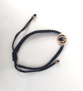 Bileklik El Figür Siyah Taşlı Rose Gold Makrome Ayarlanabilir İp Bileklik Bijuteri Takı Bilezik thumbnail 3