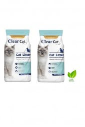 ClearCat Kokusuz Topaklanan Bentonit Kedi Kumu İnce 10 Lt 2 adet - 1