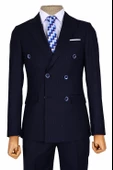 Cengiz İnler Noktalı Çizgili Kruvaze Slim Fit Erkek Takım Elbise - 3