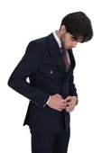 Cengiz İnler Dik Nokta Çizgili Kruvaze Slim Fit Erkek Takım Elbise - 12