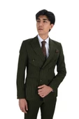 Cengiz İnler Dik Nokta Çizgili Kruvaze Slim Fit Erkek Takım Elbise - 3