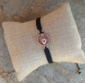 Bileklik Göz Figür Pembe Taşlı Rose Gold Makrome Ayarlanabilir İp Bileklik Bijuteri Takı Bilezik - 1