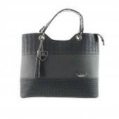 Siyah 3 Desenli (Timsah) Bayan Askılı El ve Omuz Çantası - 2