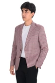 Cengiz İnler Kazayağı Kırçıl Desen Çift Düğme Kruvaze Slim Erkek Ceket - 3