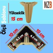 Lüks Mobilya Kanepe Sehpa TV Ünitesi Koltuk Ayağı 15 cm Ahşap Desenli Kahverengi Baza Ayak - 2