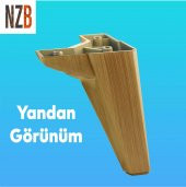 Lüks Mobilya Kanepe Sehpa TV Ünitesi Koltuk Ayağı 15 cm Ahşap Desenli Kahverengi Baza Ayak - 5