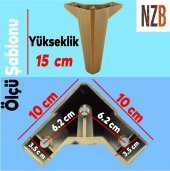 Lüks Mobilya Kanepe Sehpa TV Ünitesi Koltuk Ayağı 15 cm Ahşap Desenli Kahverengi Baza Ayak - 2