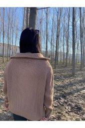 Kadın Fermuarlı Balıkçı Yaka Oversize Triko Kazak - 5