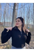 Kadın Fermuarlı Balıkçı Yaka Oversize Triko Kazak - 2