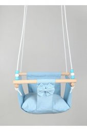 BabyDoor Ahşap Çocuk Salıncağı Pamuklu Kumaş Hamak Beşik Salıncak - 3